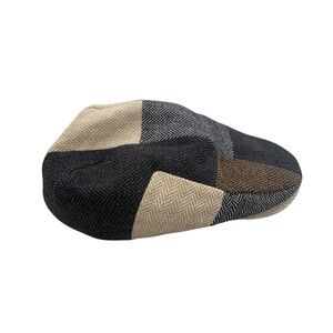 Men's Wool Blend Newsboy Hat Patchwork Driving Cap Size L/XL Earth Tones